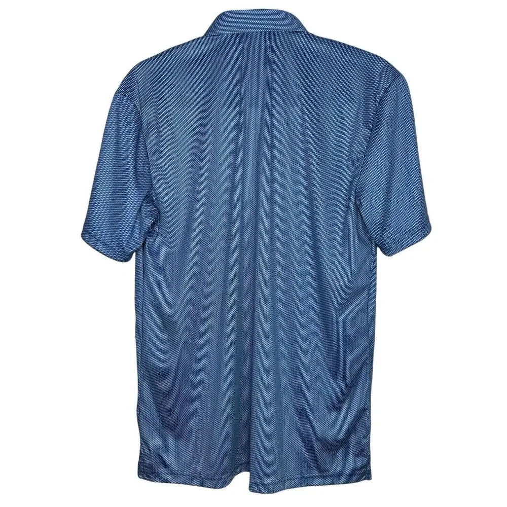 Collars & Co Polo Shirt Mens Small Blue Geo Relaxed Dress Collar Stretch NWT